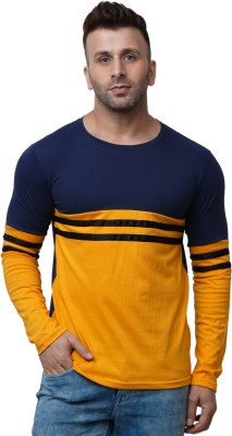 Zoby Striped Men Round Neck Blue T-Shirt