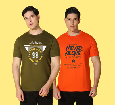 WOOSTRO Typography Men Round Neck Multicolor T-Shirt