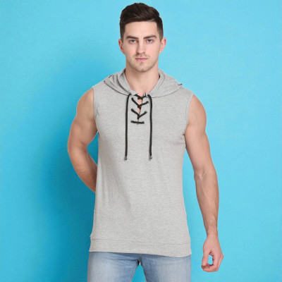 FARICON Solid Men Round Neck Grey T-Shirt
