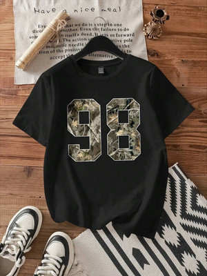 AKIRADVISORY Printed Women Round Neck Black T-Shirt