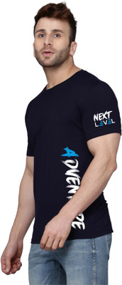 MINISTRY OF FRIENDS Printed Men Round Neck Navy Blue T-Shirt
