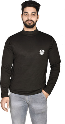 TIKI TEE FEB Solid Men Round Neck Black T-Shirt
