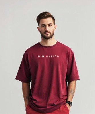 UrGear Printed Men Round Neck Reversible Maroon T-Shirt
