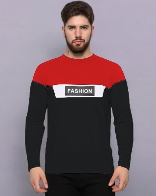 FASHIUM Printed Men Round Neck Red, Black T-Shirt