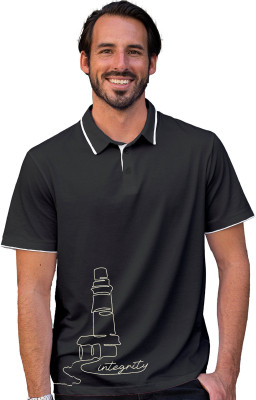 Fighterheero Printed Men Polo Neck Grey T-Shirt