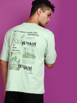 V-MART Printed, Typography Men Round Neck Green T-Shirt