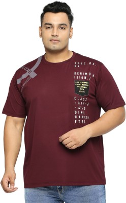 XMEX Printed Men Round Neck Maroon T-Shirt