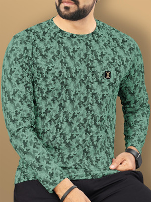 VeBNoR Printed Men Round Neck Light Green T-Shirt