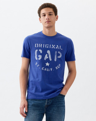 GAP Graphic Print Men Round Neck Blue T-Shirt