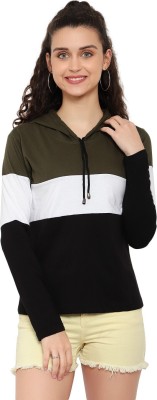 DEEPMAYRA COLLECTION Colorblock Women Hooded Neck Multicolor T-Shirt