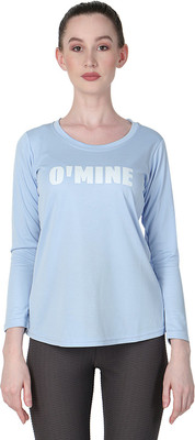 O'Mine Typography Women Round Neck Light Blue T-Shirt