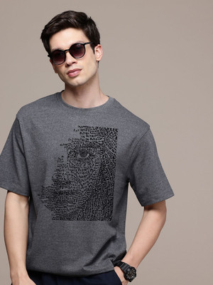 Moda Rapido Graphic Print Men Round Neck Grey T-Shirt