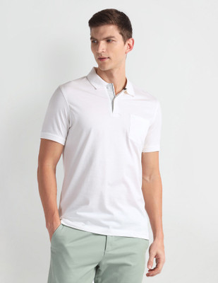 ARROW Solid Men Polo Neck White T-Shirt