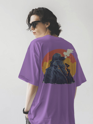 PS ENTERPRISES Printed Men Round Neck Purple T-Shirt
