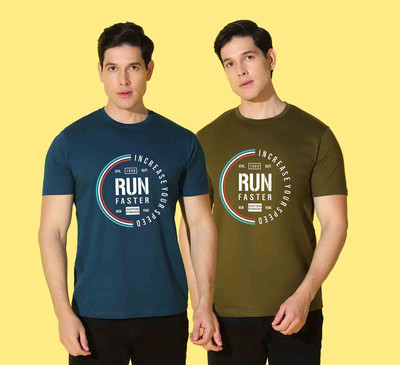 WOOSTRO Printed Men Round Neck Multicolor T-Shirt