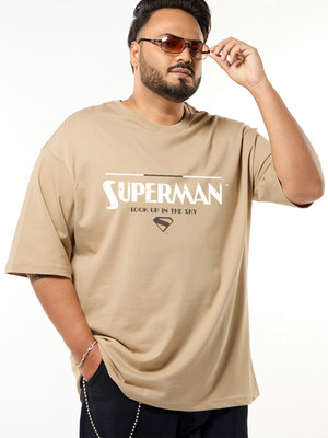 BEWAKOOF Graphic Print Men Round Neck Beige T-Shirt
