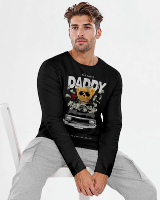 Triptee Animal Print Men Round Neck Black T-Shirt