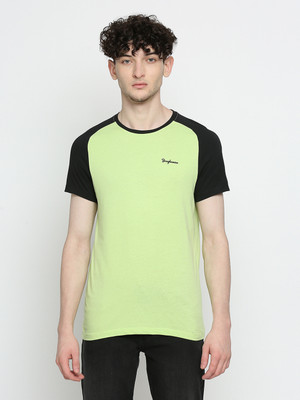 BEING HUMAN Colorblock Men Round Neck Green T-Shirt