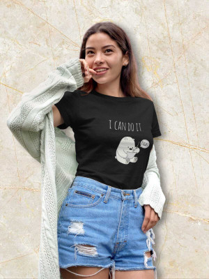 Clori Solid Women Round Neck Black T-Shirt