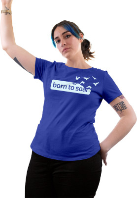 Fighterhero Printed Women Round Neck Blue T-Shirt