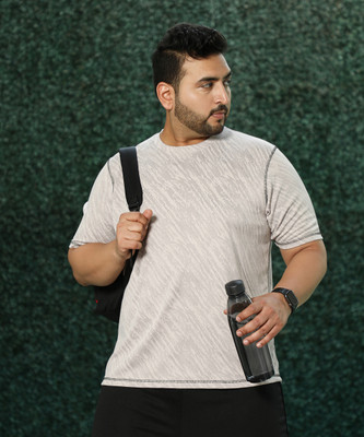 Instafab Plus Printed Men Round Neck Grey T-Shirt