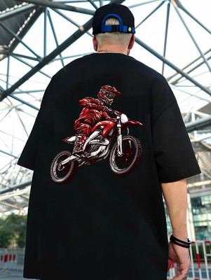 BUKKL Printed Men Round Neck Black T-Shirt