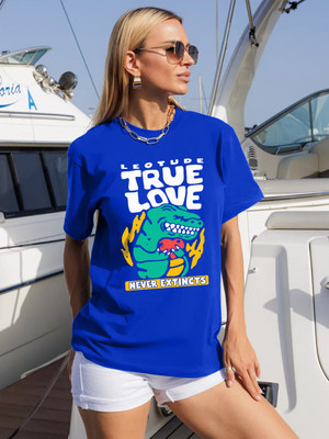 Leotude Printed Women Round Neck Blue T-Shirt