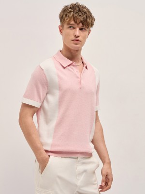 THE BEAR HOUSE Solid Men Polo Neck Pink T-Shirt