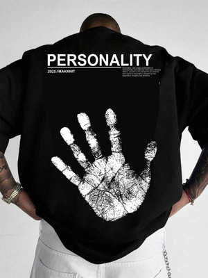 Macknit Printed Men Round Neck Black T-Shirt