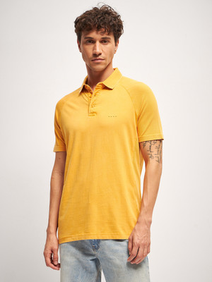 THE BEAR HOUSE Solid Men Polo Neck Yellow T-Shirt