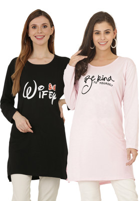 The Daspr Nation Printed Women Round Neck Pink, Black T-Shirt
