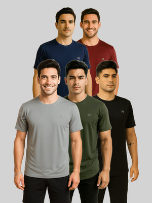 Force NXT Solid Men Round Neck Multicolor T-Shirt