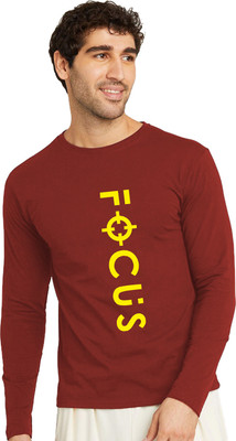 OrrganicChics Typography Men Round Neck Maroon T-Shirt
