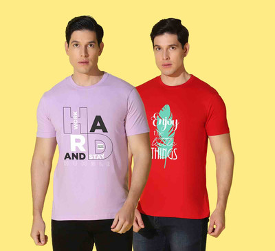 WOOSTRO Printed Men Round Neck Multicolor T-Shirt