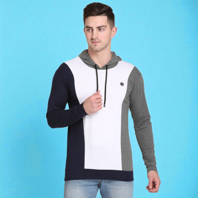 FARICON Colorblock Men Hooded Neck Multicolor T-Shirt
