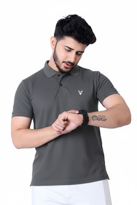 JH MART Printed Men Polo Neck Orange T-Shirt