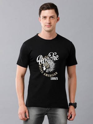 Moda Rapido Printed Men Round Neck Black, White T-Shirt