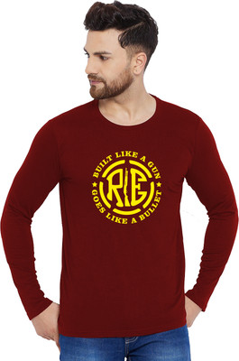 Organic Chics Graphic Print Men Round Neck Maroon T-Shirt