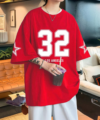 MEG Graphic Print Men Round Neck Red T-Shirt
