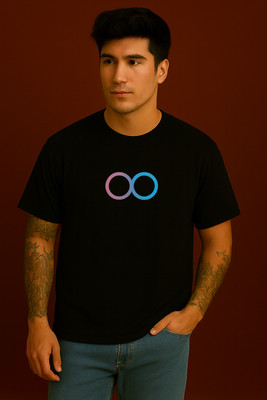 RIVONN Graphic Print Men Round Neck Black T-Shirt