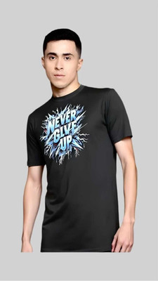 Royal Creations By Rv Printed Men Round Neck Black T-Shirt