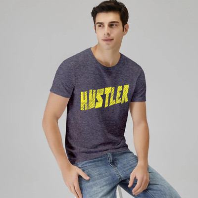 Tribal Slang Printed Men Round Neck Grey T-Shirt