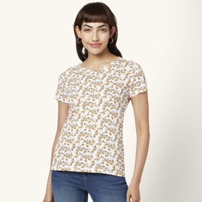 Honey By Pantaloons Printed Women Round Neck White T-Shirt