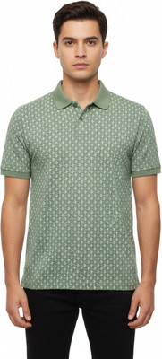 VOMAZO Printed Men Polo Neck Light Green T-Shirt
