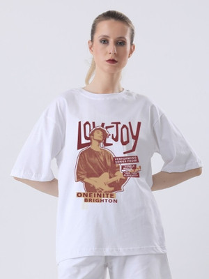 TheBTclub Graphic Print Women Round Neck White T-Shirt