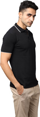 VS exclusive Solid Men V Neck Black T-Shirt