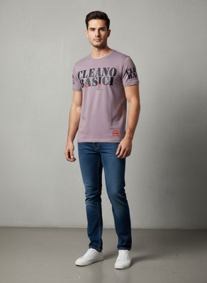BANSII DHUN Printed Men Round Neck Purple T-Shirt