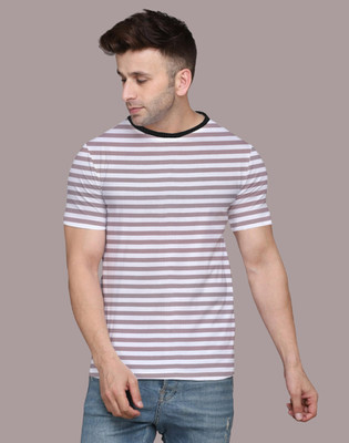 BEYOU FASHION Striped Men Round Neck Beige T-Shirt