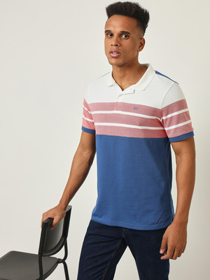 LEE Colorblock Men Polo Neck Blue T-Shirt