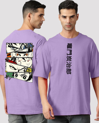 Arfila Printed, Typography Men Round Neck Purple T-Shirt